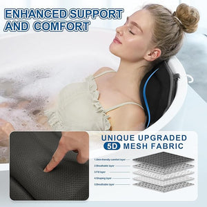 Luxury Full Body Bath Pillows for Tub-Extra Thick Bathtub Cushion with Lumbar Pillow for Neck and Back Support Bath Accessories Gift for Relaxing Soaking Spa