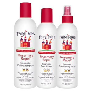 Fairy Tales Rosemary Repel Daily Kids Shampoo, 12 fl oz., Conditioner, 8 fl oz. &amp; Conditioning Spray, 8 fl oz. Star Trio? Kids Like the Smell, Lice Do Not