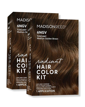 Madison Reed Radiant Hair Color Kit | 6NGV Medium Golden Brown (Tuscany Brown) for 100% Gray Hair Coverage | Dimensional Salon-Quality Permanent Hair Dye | PPD-Free &amp; Ammonia-Free | 2 Pack