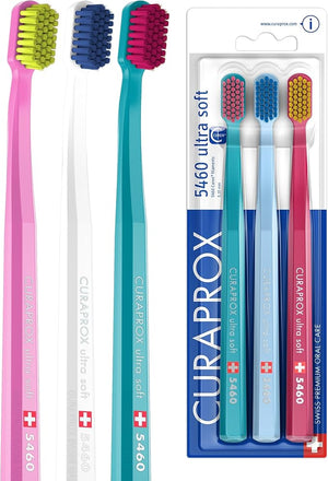 Curaprox CS 5460 Ultra-Soft Toothbrush ? for Sensitive Teeth &amp; Gums | Gentle Plaque Removal | 3-Pack |Random Colour
