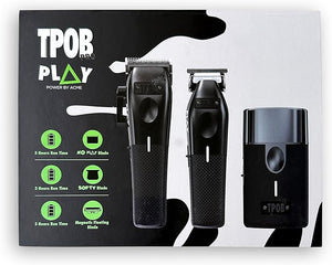 TPOB Play Barber Hair Clippers for Men 7500 RPM with Rubber Grips (Blackout 3 Set)