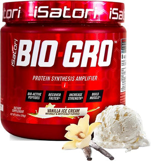 iSatori BIO-GRO Protein Synthesis Amplifier, for Muscle Recovery &amp; Growth, Enhanced Stimulant Free Pre-Workout &amp; Colostrum Supplement with Bio-Active Peptides- Vanilla Ice Cream (60 Servings)