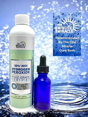 12% Hydrogen Peroxide Food Grade - 8 oz with 2 Blue Cobalt Bottle Droppers - Recommende by The One Minute Cure Book and by Professionals in The Altenative Medicine Communities.