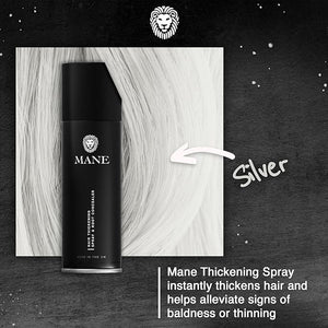 Mane Hair Thickening Spray &amp Root Touch Up Instantly Thicker Hair for Men &amp Women Fill in Hairlines and Hide Thinning and Fine Patches - Silver 12 Colors (6.76 oz)