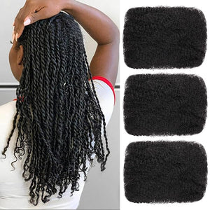 Unionbeauty 3 Packs Afro Kinky Bulk Human Hair for Micro Twists Dreadlock Extensions &amp Braids - 16 Inch 1B#