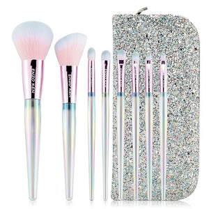 Rainbow Crystal Makeup Brushes Set Professional Vegan Makeup Brush Set with Case by ENZO KEN Bedazzled Cosmetic Brushes Makeup Set Sparkly Make up Brushes Set Professional Makeup Brush Set Vegan.