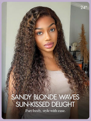 LUVME HAIR 7x6 HD Lace All-Day Comfort Wig PartingMax Lace Wigs Water Wave Curly Lace Front Wigs Human Hair Pre Cut Plucked Lace Frontal Glueless 24 Inches Hlighlight Color