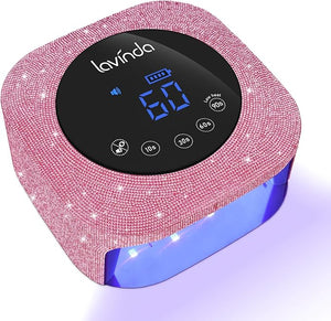 UV Nail Lamp 54W Cordless Gel UV Led Nail Lamp for Gel Nail Polish Rechargeable UV Nail Light Nail Dryer with 4 Timer and LCD Display Professional Fast Curing Lamp Nail Art Tools with Rhinestone