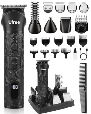 Ufree Beard Trimmer for Men, Electric Razor Shavers, Cordless Hair Clippers, 7 in 1 Beard Grooming Kit for Mustache, Body, Nose and Facial, Gifts for Men