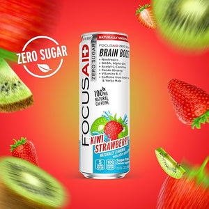FOCUSAID ZERO SUGAR Nootropics Blend Alpha-GPC GABA 100mg Natural Caffeine from Green Tea Yerba Mate Vitamin B-Complex Keto-Friendly No Artificial Sweeteners 12 Fl Oz (Pack of 12)