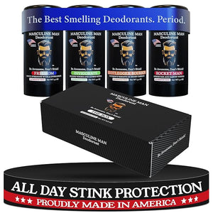 Deodorant for Men - Aluminum Free Mens Deodorant - Travel Size Natural Deodorants - Sweat Protection for Underarm - Stain-Free Stick Deodorants - Made in USA 3.2oz (Pack of 4 The Box)