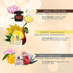 Versace Perfume for Women Variety 3-Piece Mini Gift Set ? Yellow Diamond, Crystal Noir, Bright Crystal
