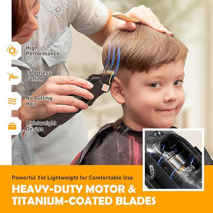 Professional Cordless Hair Clippers for Men- Hair Cutting Kit for Barbers &amp Family Wireless Beard Hair Trimmers Set with LED Display Rechargeable Hair Cutting Machine for Family (Black)