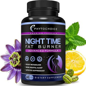 Night Time Fat Burner - Weight Loss Diet Pills with Magnesium Melatonin CLA L-Carnitine that Work at Night Appetite Suppressant Carb Blocker Nighttime Metabolism Booster for Women and Men 60 Caps.