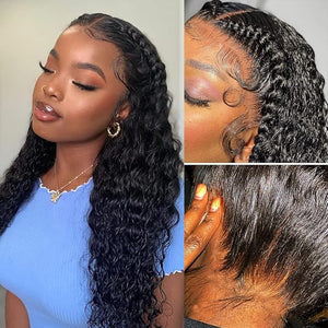 Healthair 250% Density 360 Lace Front Wigs Human hair Deep Wave Lace Front Wigs for Black Women Lace Front Wigs Preplucked HD Lace 15A Remy Human Hair Wigs Deep Curly Wigs Can Make any Part(18inch)