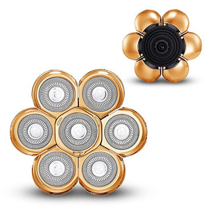 7 Heads Shaver Replacement Head for Electric Head Shaver 7 Blades 7D Replacement Bald Head Shaver Head Blade 7 Heads Electric Razor Shaver Head(Metallic Color Gold)