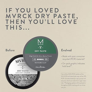 MITCH by Paul Mitchell Dry Paste Texture Clay for Men High Hold Ultra-Matte Finish For All Hair Types