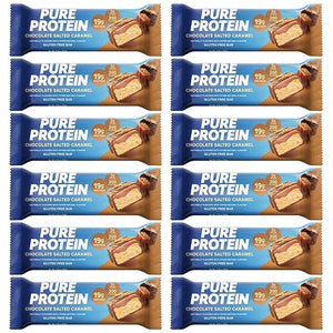 Pure Protein Bars High Protein Nutritious Snacks to Support Energy 1.75 oz Low Sugar Gluten Free 12 Count Salted Chocolate Caramel