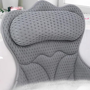 REEZEIVI Bath Pillows for TubBath Pillow with 6 Non-Slip Suction CupsSoft 4D Mesh FabricBathtub Pillows for Tub Neck and Back SupportExtra Thick Luxury Bathtub PillowsGrey