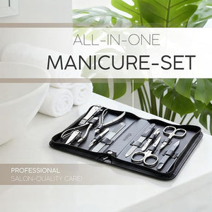 Manicure Set Women and Men ? 12-Piece Professional Grooming Kit with Premium Tools Genuine Leather Case and Exclusive Glass Nail File for Hand &amp Foot Care German Quality