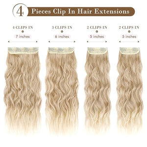 REECHO Hair Extensions 4PCS Clip in Hair Extensions HE001 Natural Soft Synthetic Hairpieces for Women (20 Inch-200 Gram (Pack of 4) Dark Blonde with Light Ends)
