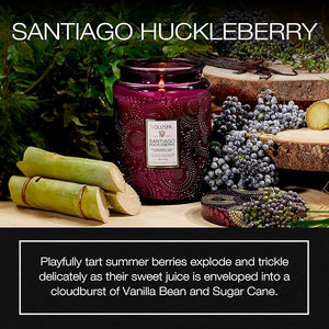 Voluspa Santiago Huckleberry Large Candle Jar 18 oz 100 Hour Burn Time All Natural Wicks and Coconut Wax for Clean Burning Vegan Poured in The USA