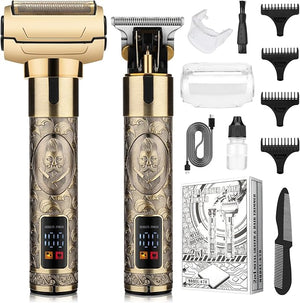 Professional Hair Clippers for ManElectric Shavers Razor T-Blade Hair Trimmer Men¡¯s Grooming Kit Cordless Barber Trimmer Bald Shavers with 4 Guides &amp 3 Foil Head (Bronze)