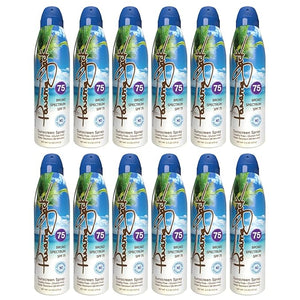 Panama Jack Continuous Spray Sunscreen - SPF 75 Broad Spectrum UVA/UVB Protection PABA Paraben Gluten &amp Cruelty Free Water Resistant (80 Minutes) 5.5 OZ (5.50 Fl Oz (Pack of 12))