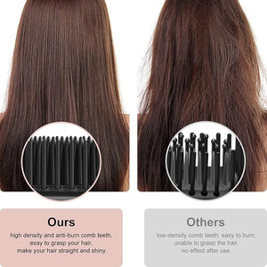 Aima Beauty Hair Straightener Brush Enhanced 2-in-1 Straightening Brush Advanced Ionic Quick Heating with Anti-Scald Black