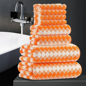 8 Piece Bathroom Towel Set |2 Oversized Bath Towels2 Hand Towels4 Washcloths| 600GSM Soft Hotel Towel Set Extra Large Bath Sheet for BathroomHighly Absorbent Quick Dry Bath Towel CollectionsOrange