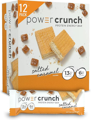 Power Crunch Protein Wafer Bars High Protein Snacks with Delicious Taste Salted Caramel 1.4 Ounce (12 Count)