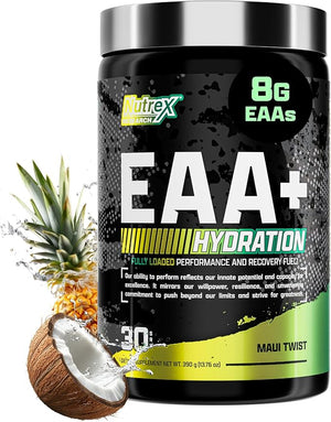 Nutrex Research EAA Hydration | EAAs + BCAAs Powder | Muscle Recovery Strength Muscle Building Endurance | 8G Essential Amino Acids + Electrolytes | Maui Twist Flavor 30 Serving