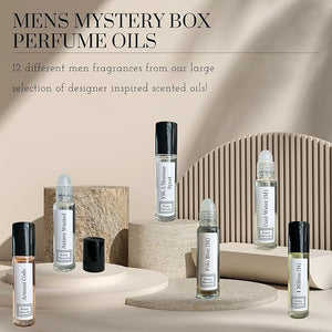 Fragrance Oil Samples For Men - Enhanced Scents Perfume - Scented Body Oil Travel Size Cologne Perfume Gift Set 12 Pc (Mens Mystery Box)