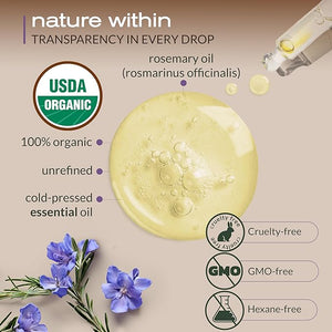 Ella &amp; Eden Organic Rosemary Essential Oil - BIG 4 Fl Oz bottle, 100% Pure, Steam-Distilled, Hexane-Free - for Hair Growth, Skin, Aromatherapy - Glass Bottle