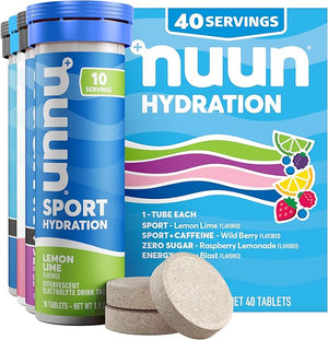 Nuun Hydration Electrolyte Tablets - Sodium, Potassium, Chloride, Calcium, Magnesium, 1g &amp; 0g Sugar Drink Mix | Vegan, Gluten Free, Non-GMO | Complete Pack, Mixed Flavors, 4 Pack (40 Total Serving