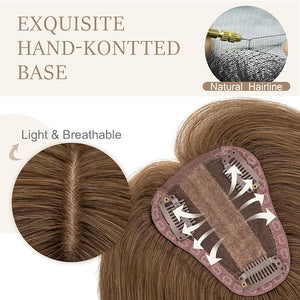 Rich Choices Hair Toppers for Women Real Human Hair 150% Density Clip in Silk Base No Bangs 100% Human Remy Toppper Realistic Scalp Pieces for Women with Thinning Crown 10 Inch #4R Brown