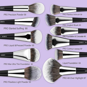 LORYP Professional Makeup Brushes Set 32Pcs Matte Black Cosmetic Brush Kit for All Face &amp Eye of Soft Vegan Synthetic Hair for Artists &amp Enthusiasts