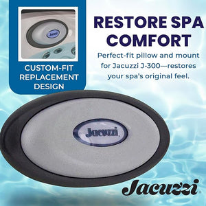Jacuzzi J-300 Series Oval Pillow Insert + Back Mount Replacement Spa Pillow for Hot Tub Comfortable Headrest Cushion with Easy Installation Durable Vinyl Design for Relaxing Soaks &amp Spa Upgrade