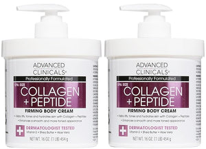 Advanced Clinicals Collagen Peptides Body Lotion &amp; Face Moisturizer | Peptide Infused Collagen Lotion For Women &amp; Men Helps Improve Look Of Crepe Skin, Wrinkles, &amp; Uneven Dry Skin Texture,