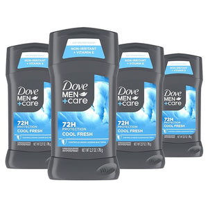 Dove Men+Care Antiperspirant Deodorant Cool Fresh 4 Count for a Long-Lasting Aqua Scent with 72H Protection 2.7 oz