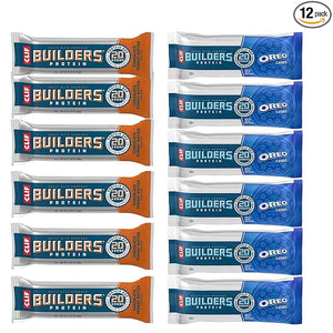Builders Protein Bar Variety Pack, oreo and chocolate peanut butter 6 of each flavor 20g Plant Based Protein - Gluten Free - Non-GMO - Low Glycemic - No Artificial Sweeteners - 2.4 oz. (12 Pack)