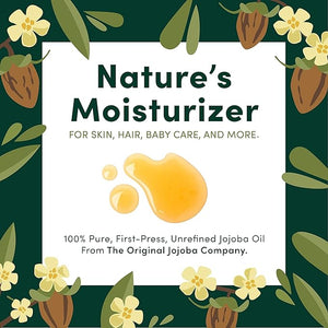 HobaCare Unrefined Jojoba Oil for Skin Care Hair Beard Conditioning Scalp Massage - 100% Pure Carrier Oil for Perfume or Soap Making - Natural Vegan Hexane Free Long Shelf Life (32 oz)