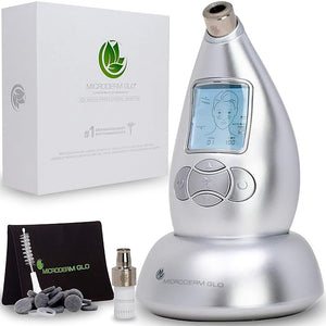 Microderm GLO Diamond Microdermabrasion Machine and Suction Tool - Clinical Micro Dermabrasion Kit for Anti Aging, Advanced Home Facial Treatment System, Blackhead Remover &amp; Exfoliator for Acne Sc