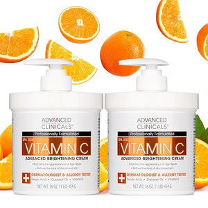 Advanced Clinicals Vitamin C Cream Visibly Brightening Body Lotion | Vitamin C Moisturizer Skin Care Body Cream For Women &amp Men Helps Visibly Improve Look Of Dark Spots &amp Uneven Skin Tone 2-P