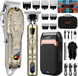 Professional Hair Clippers Set for Men Cordless Rechargeable Barber Trimmers for Hair Cutting Electric Shavers LED Display Grooming Kit for Head Face Body Gifts for Men Husband &amp Father