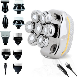 Head Shaver for Bald Man Cordless Electric Shavers - Detachable Heads Shavers for Men Waterproof Mens Razors for Shaving Rechargeable 7D Rotary Head ShaverNose Hair TrimmerEar Hair Trimmer for Men