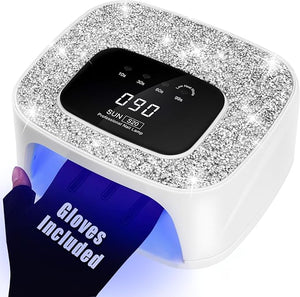UV LED Nail Lamp Dryers &amp Gloves 268W Diamond UV Light for Gel Nails PolishFast Curing Colored Poly Builder Gel Lamp with Sensor 4 Timer Touch Screen 36 LEDProfessional Manicure Pedicure Art Too