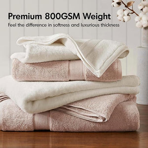 Madison Park 800GSM 100% Cotton Luxury Bathroom Towels ,Long Oversized Linen Cotton Bath Towel Set , 8-Piece Include 2 Bath Towels, 2 Hand Towels &amp; 4 Wash Towels, Cream