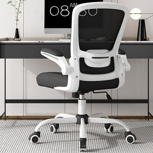 Mimoglad Ergonomic Office Chair - BIFMA Certified Flip-up Armrests &amp 135¡Æ Recline Adjustable Lumbar Support - Space-Saving Task Chair for Business/Team Office &amp Home (White Frame-Black 300l