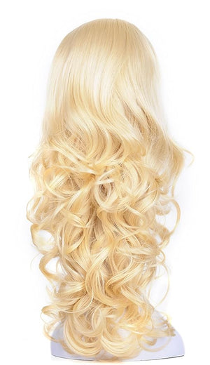 Onedor 23 Curly Hair Women Ladies 3/4 Half Wig Premium Japanese Synthetic fibers Wigs with Secured Mesh Head Cap (613)